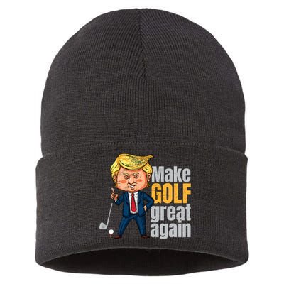 Golfing Protrump Make Golf Great Again Sustainable Knit Beanie