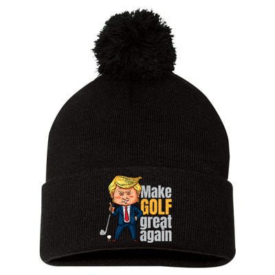 Golfing Protrump Make Golf Great Again Pom Pom 12in Knit Beanie