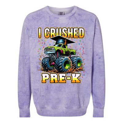 Graduation Prek Monster Truck Boy I Crushed Preschool Grad Colorblast Crewneck Sweatshirt