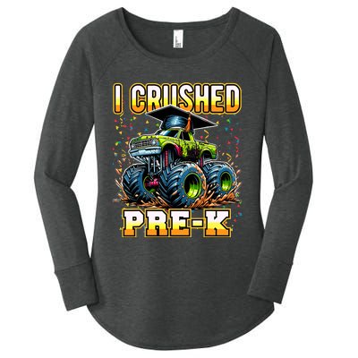 Graduation Prek Monster Truck Boy I Crushed Preschool Grad Women's Perfect Tri Tunic Long Sleeve Shirt