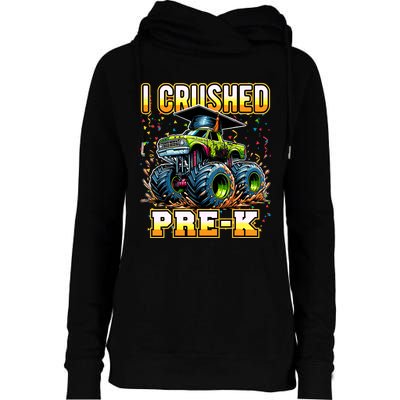 Graduation Prek Monster Truck Boy I Crushed Preschool Grad Womens Funnel Neck Pullover Hood