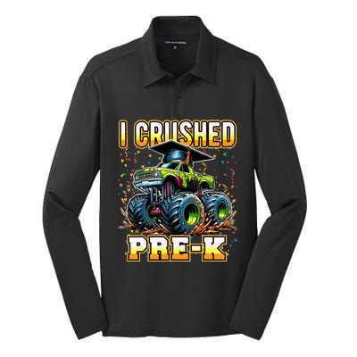 Graduation Prek Monster Truck Boy I Crushed Preschool Grad Silk Touch Performance Long Sleeve Polo