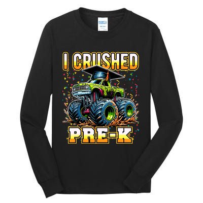 Graduation Prek Monster Truck Boy I Crushed Preschool Grad Tall Long Sleeve T-Shirt