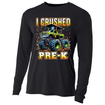 Graduation Prek Monster Truck Boy I Crushed Preschool Grad Cooling Performance Long Sleeve Crew