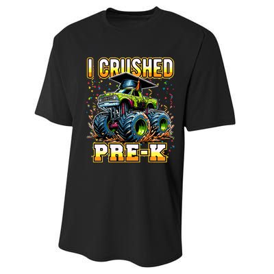 Graduation Prek Monster Truck Boy I Crushed Preschool Grad Performance Sprint T-Shirt