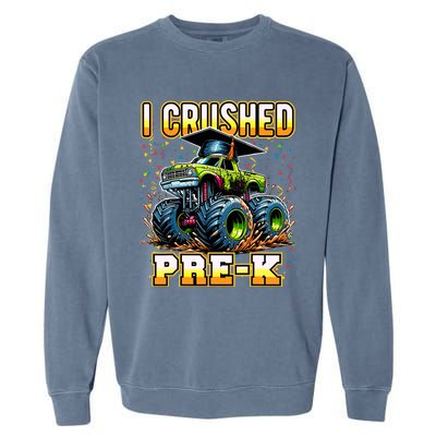 Graduation Prek Monster Truck Boy I Crushed Preschool Grad Garment-Dyed Sweatshirt