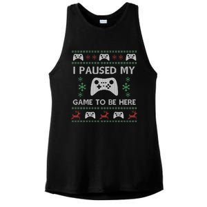 Gamer Paused My Game Ugly Christmas Sweater Ladies PosiCharge Tri-Blend Wicking Tank