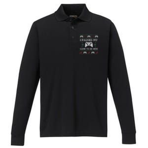 Gamer Paused My Game Ugly Christmas Sweater Performance Long Sleeve Polo