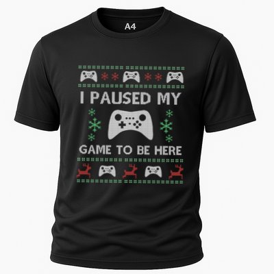 Gamer Paused My Game Ugly Christmas Sweater Performance Shirt