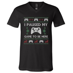 Gamer Paused My Game Ugly Christmas Sweater V-Neck T-Shirt