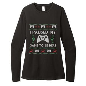 Gamer Paused My Game Ugly Christmas Sweater Womens CVC Long Sleeve Shirt