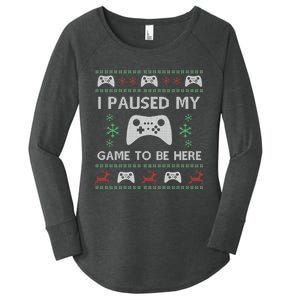 Gamer Paused My Game Ugly Christmas Sweater Women's Perfect Tri Tunic Long Sleeve Shirt