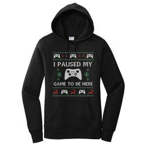 Gamer Paused My Game Ugly Christmas Sweater Women's Pullover Hoodie