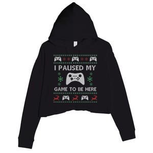 Gamer Paused My Game Ugly Christmas Sweater Crop Fleece Hoodie