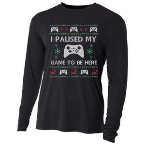 Gamer Paused My Game Ugly Christmas Sweater Cooling Performance Long Sleeve Crew