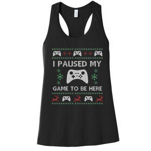 Gamer Paused My Game Ugly Christmas Sweater Women's Racerback Tank