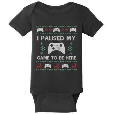 Gamer Paused My Game Ugly Christmas Sweater Baby Bodysuit