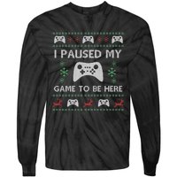 Gamer Paused My Game Ugly Christmas Sweater Tie-Dye Long Sleeve Shirt