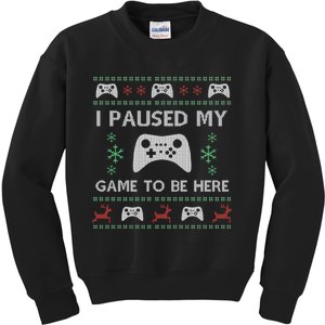 Gamer Paused My Game Ugly Christmas Sweater Kids Sweatshirt