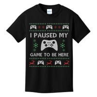 Gamer Paused My Game Ugly Christmas Sweater Kids T-Shirt