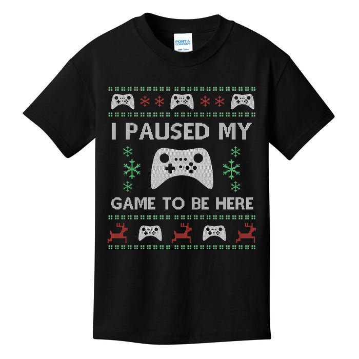 Gamer Paused My Game Ugly Christmas Sweater Kids T-Shirt