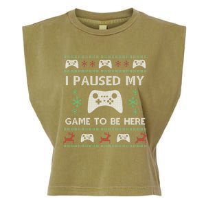 Gamer Paused My Game Ugly Christmas Sweater Garment-Dyed Women's Muscle Tee