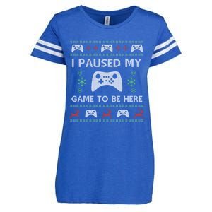 Gamer Paused My Game Ugly Christmas Sweater Enza Ladies Jersey Football T-Shirt