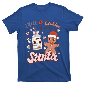 Groovy Propofol Milk And Cookies For Santa Nurse Christmas Gift T-Shirt