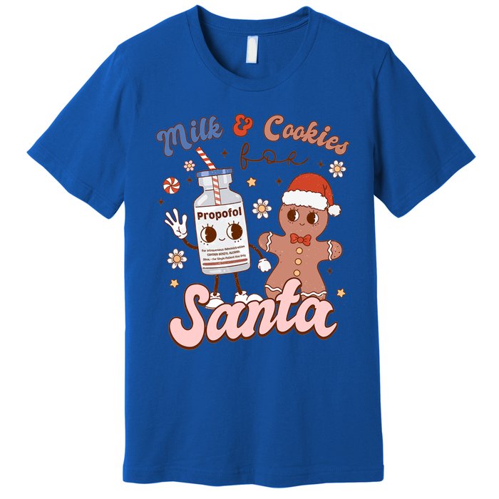 Groovy Propofol Milk And Cookies For Santa Nurse Christmas Gift Premium T-Shirt