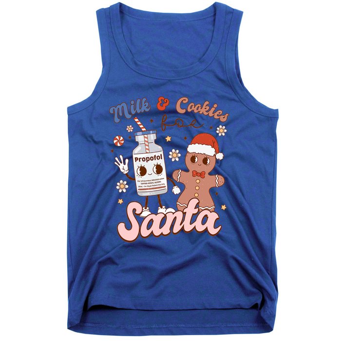 Groovy Propofol Milk And Cookies For Santa Nurse Christmas Gift Tank Top