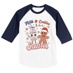 Groovy Propofol Milk And Cookies For Santa Nurse Christmas Gift Baseball Sleeve Shirt