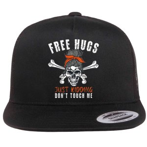 Goth Punk Mom Free Hugs Don't Touch Me Funny Skull Flat Bill Trucker Hat