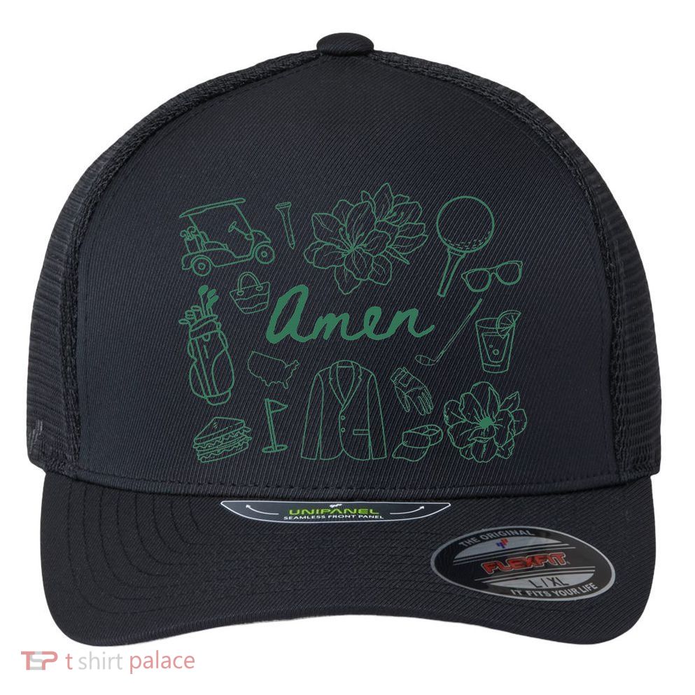 Golf Par Master Golfer Golf Lover Amen Flexfit Unipanel Trucker Cap
