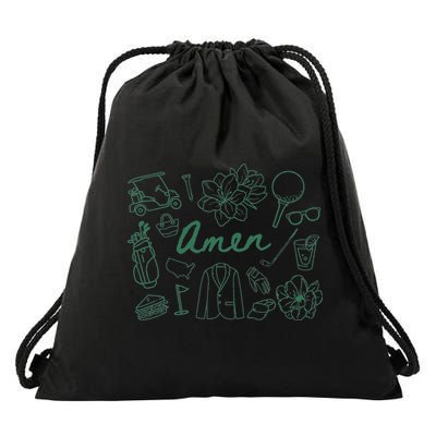 Golf Par Master Golfer Golf Lover Amen Drawstring Bag