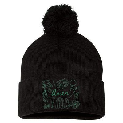 Golf Par Master Golfer Golf Lover Amen Pom Pom 12in Knit Beanie