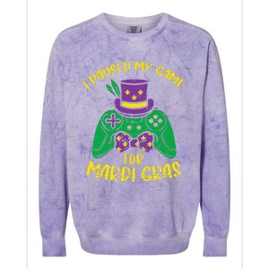 Gamer Paused My Game Mardi Gras Gaming Colorblast Crewneck Sweatshirt