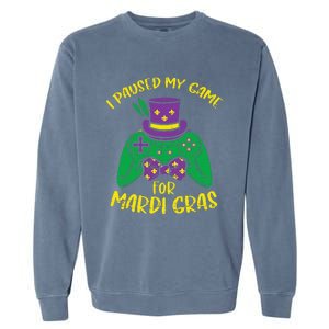 Gamer Paused My Game Mardi Gras Gaming Garment-Dyed Sweatshirt