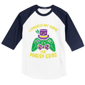 Gamer Paused My Game Mardi Gras Gaming Baseball Sleeve Shirt