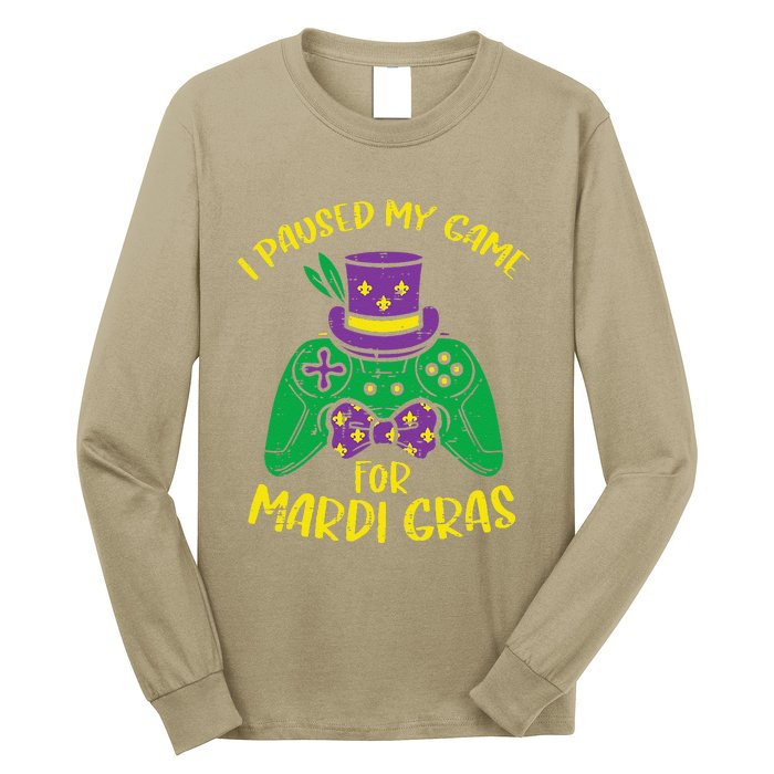 Gamer Paused My Game Mardi Gras Gaming Long Sleeve Shirt