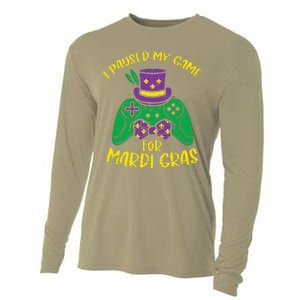 Gamer Paused My Game Mardi Gras Gaming Cooling Performance Long Sleeve Crew