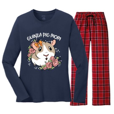 Guinea Pig Mom Cute And Funny Gift For Pet Animal Lovers Mommy Mama Mothers Women's Long Sleeve Flannel Pajama Set 