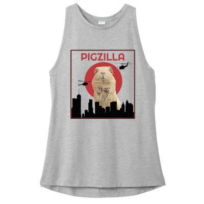 Guinea Pig Novelty Pigzilla Ladies PosiCharge Tri-Blend Wicking Tank