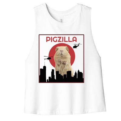 Guinea Pig Novelty Pigzilla Women's Racerback Cropped Tank