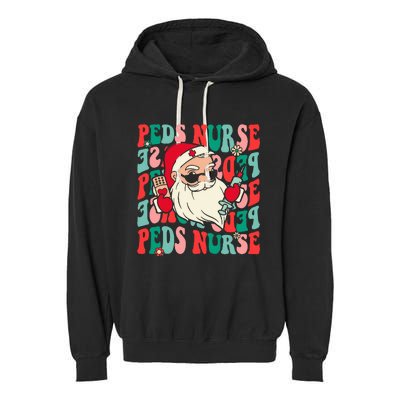 Groovy Peds Nurse Funny Christmas Pediatric Nurse Garment-Dyed Fleece Hoodie