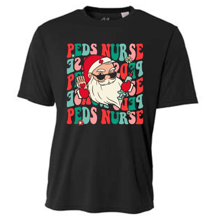 Groovy Peds Nurse Funny Christmas Pediatric Nurse Cooling Performance Crew T-Shirt