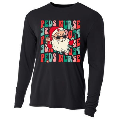 Groovy Peds Nurse Funny Christmas Pediatric Nurse Cooling Performance Long Sleeve Crew