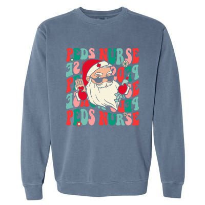 Groovy Peds Nurse Funny Christmas Pediatric Nurse Garment-Dyed Sweatshirt