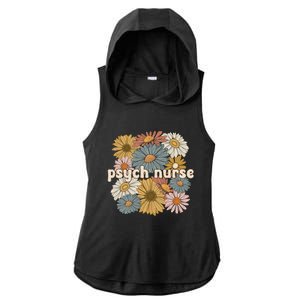 Groovy Psych Nurse Flowers Psychiatric Nursing Cute Gift Ladies PosiCharge Tri-Blend Wicking Draft Hoodie Tank