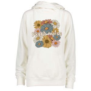 Groovy Psych Nurse Flowers Psychiatric Nursing Cute Gift Womens Funnel Neck Pullover Hood