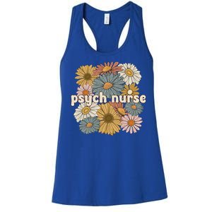 Groovy Psych Nurse Flowers Psychiatric Nursing Cute Gift Women's Racerback Tank